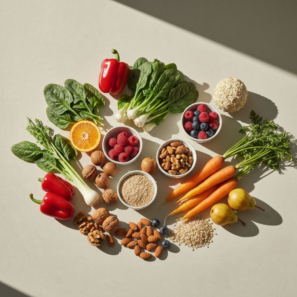 Variety of wholesome foods representing balanced nutrition