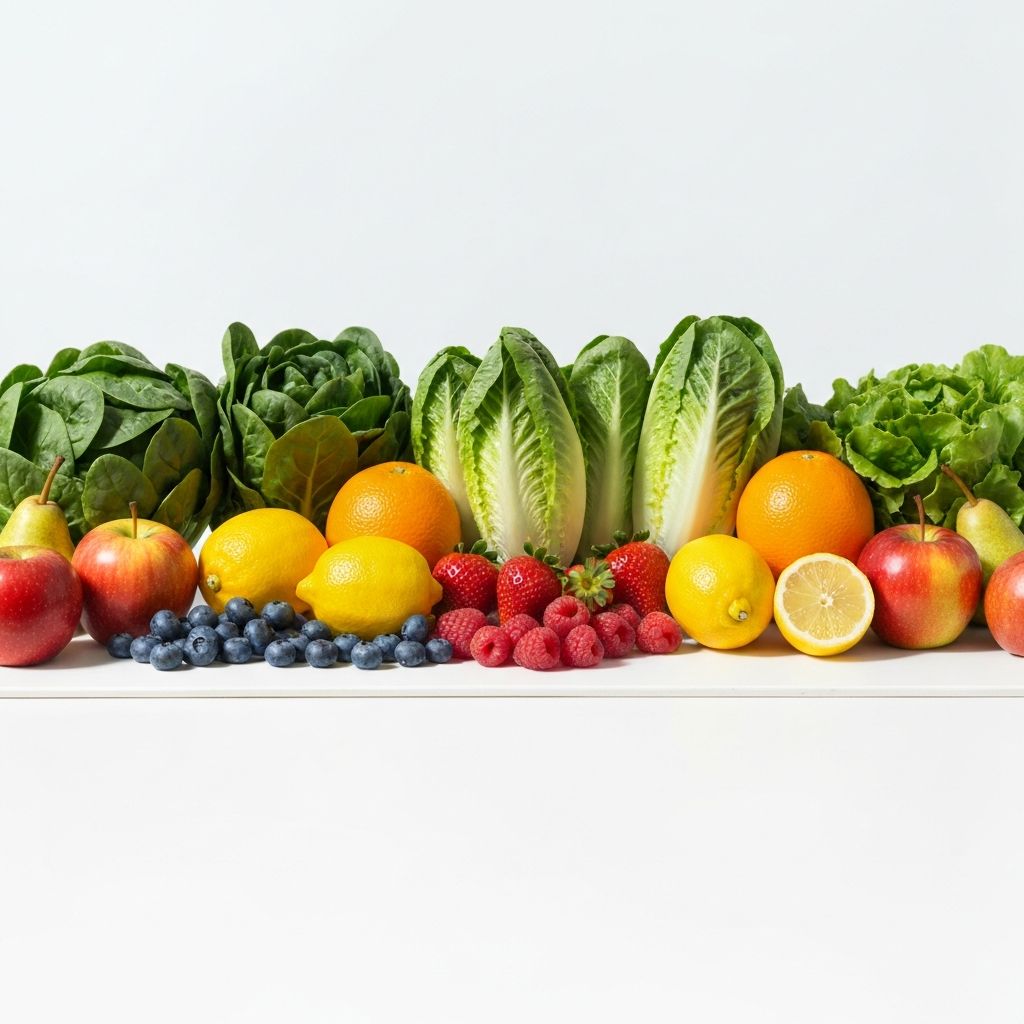 Fresh colorful vegetables and fruits representing balanced nutrition